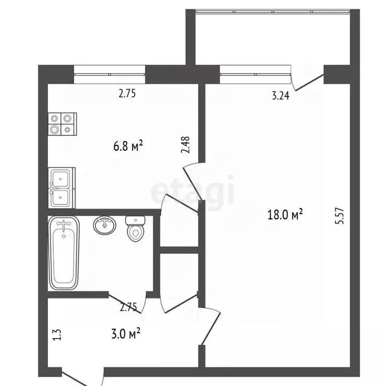 1-к кв. Камчатский край, Елизовский муниципальный округ, пос. Новый ... - Фото 2