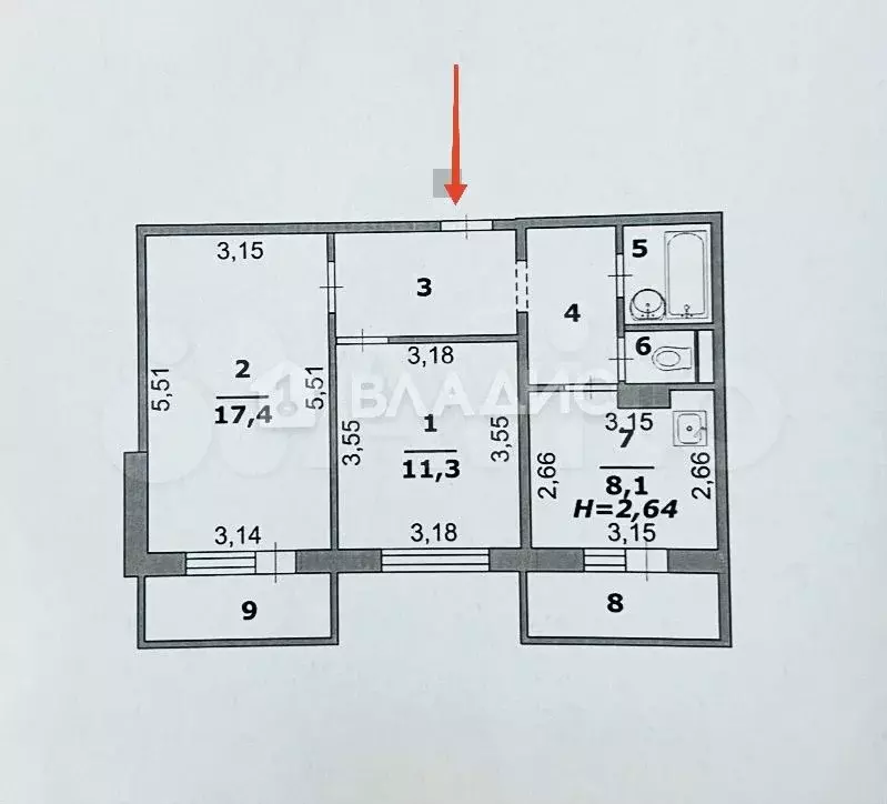 2-к. квартира, 51 м, 8/14 эт. - Фото 0