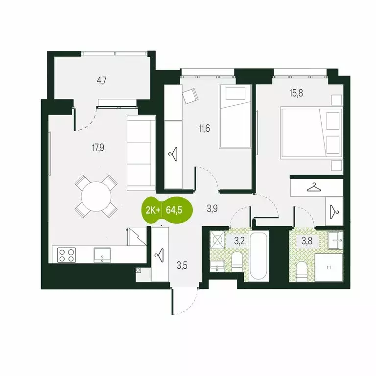 3-комнатная квартира: Чита, микрорайон Каштакский (64.5 м) - Фото 0