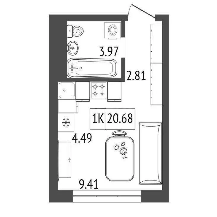 Квартира-студия: Красноярск, Судостроительная улица, 25Д (20 м) - Фото 0