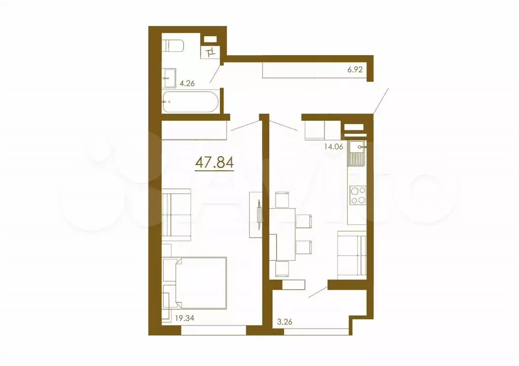 1-к. квартира, 47,8 м, 13/13 эт. - Фото 1