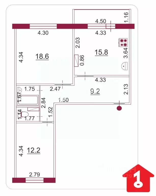 2-к кв. Омская область, Омск Порт-Артур мкр, ул. 2-я Трамвайная, 41 ... - Фото 2