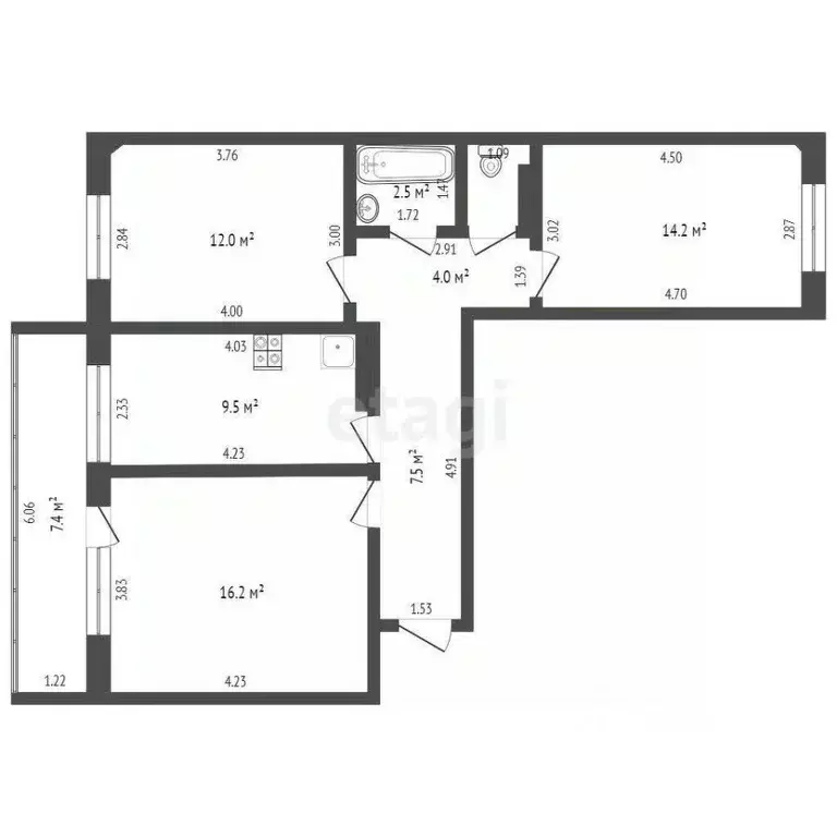 3-к кв. Тюменская область, Тюмень Микрорайон мыс, ул. Малиновского, ... - Фото 2