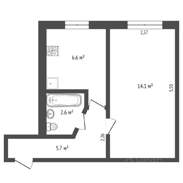 1-к кв. Кемеровская область, Прокопьевск ул. Кучина, 26 (30.0 м) - Фото 1