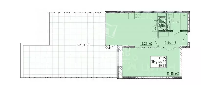 1-к кв. Калужская область, Калуга ул. Полесская, 31 (44.72 м) - Фото 2