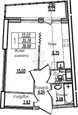 1-к кв. Санкт-Петербург ул. Кустодиева, 5к1 (38.64 м) - Фото 1