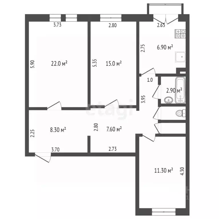 3-к кв. Ростовская область, Азов Азовский район, ул. Пирогова, 10 ... - Фото 2