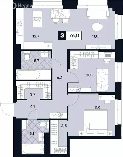 3-комнатная квартира: Москва, Лодочная улица, 27к2 (76 м) - Фото 0