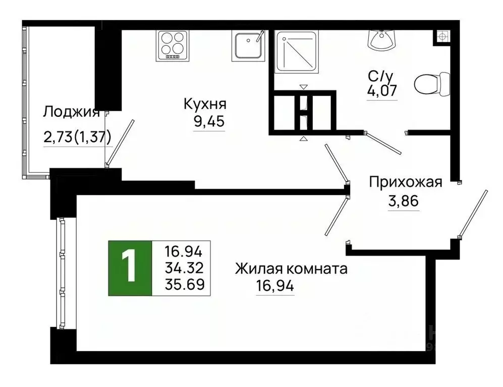 1-к кв. Ростовская область, Ростов-на-Дону Нефтекачка кв-л, Октябрь ... - Фото 0