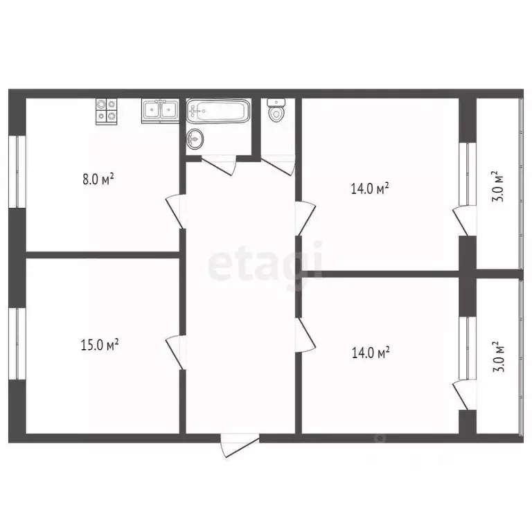 3-к кв. Адыгея, Майкоп ул. Жуковского, 66 (60.5 м) - Фото 1