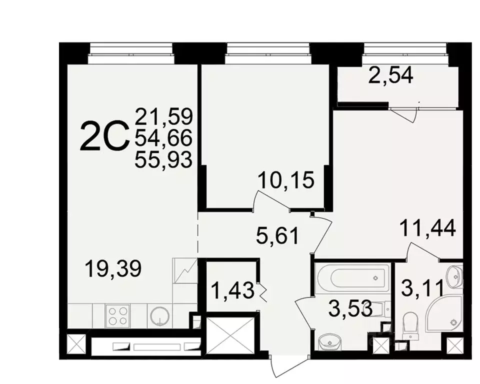 2-к кв. Рязанская область, Рязань ул. Чкалова (54.66 м) - Фото 1