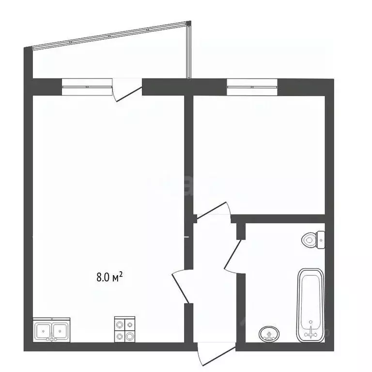1-к кв. Тюменская область, Тюмень Черниговская ул., 5 (33.1 м) - Фото 1