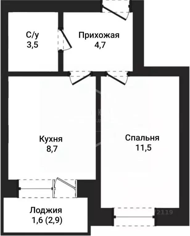 1-к кв. Калининградская область, Калининград ул. Крейсерская, 2 (28.7 ... - Фото 2