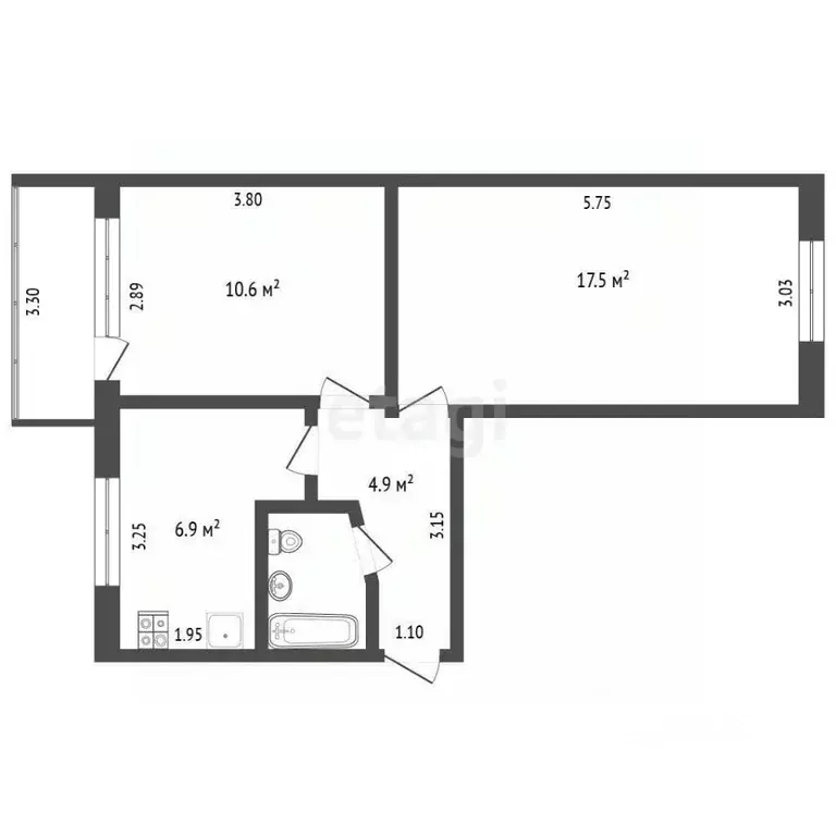 2-к кв. Ямало-Ненецкий АО, Новый Уренгой просп. Мира, 38 (42.5 м) - Фото 1