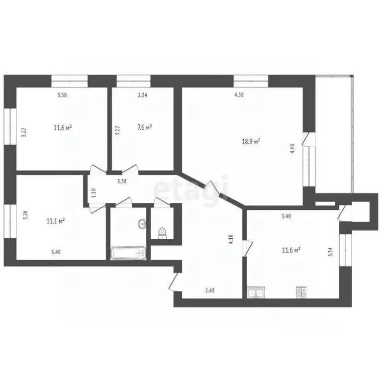 4-к кв. Тюменская область, Тюменский муниципальный округ, с. Яр ул. ... - Фото 2