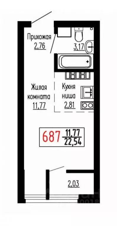 Студия Свердловская область, Екатеринбург ул. Лыжников, 3 (22.6 м) - Фото 0