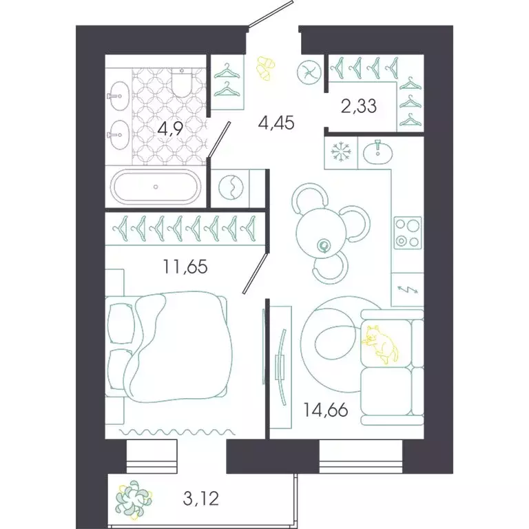 1-комнатная квартира: Пенза, Колышлейская улица, 7 (40.29 м) - Фото 1