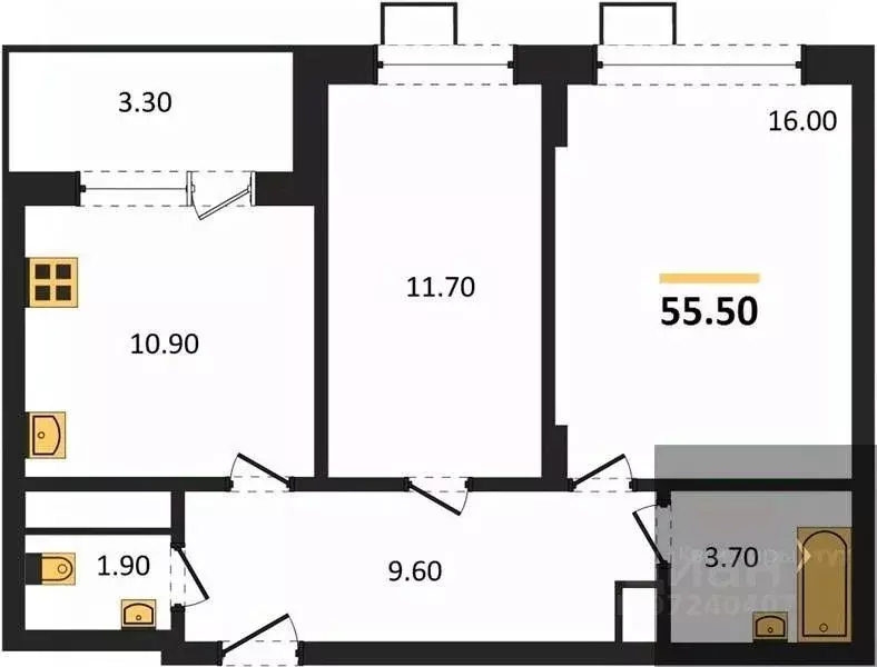 2-к кв. Воронежская область, Воронеж бул. Содружества, 6 (55.5 м) - Фото 0