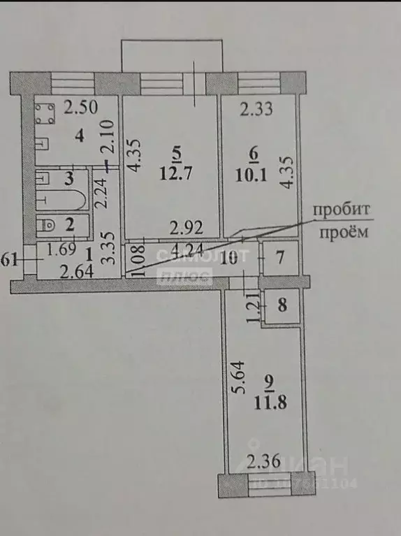 3-к кв. Липецкая область, Чаплыгин Вокзальная ул., 14 (49.8 м) - Фото 2