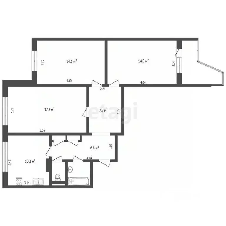 3-к кв. Москва ул. Шолохова, 7 (74.7 м) - Фото 2