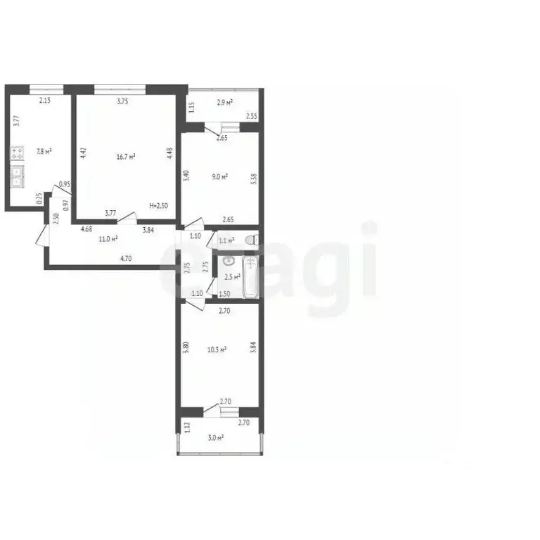 3-к кв. Башкортостан, Стерлитамак 23 Мая ул., 24 (87.2 м) - Фото 1