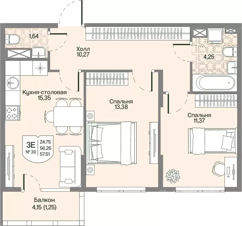 2-к кв. Ленинградская область, Всеволожский район, Бугровское ... - Фото 1