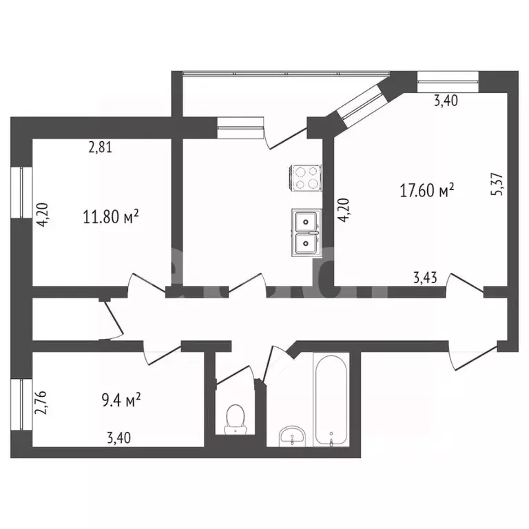 3-к кв. Ханты-Мансийский АО, Сургут Быстринская ул., 18 (72.6 м) - Фото 1