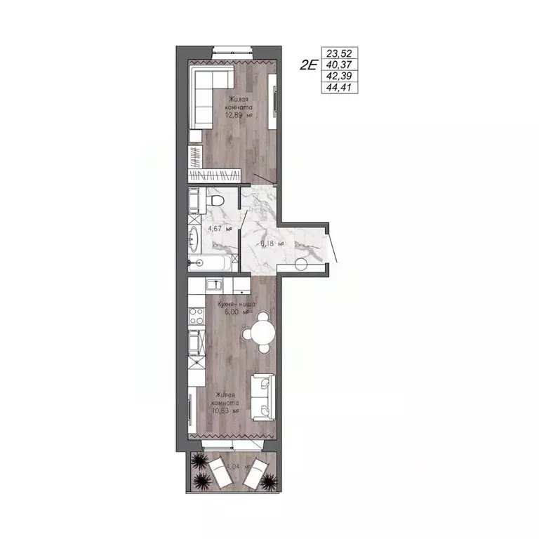 2-к кв. Хабаровский край, Хабаровск ул. Полины Осипенко, 35 (42.39 м) - Фото 1