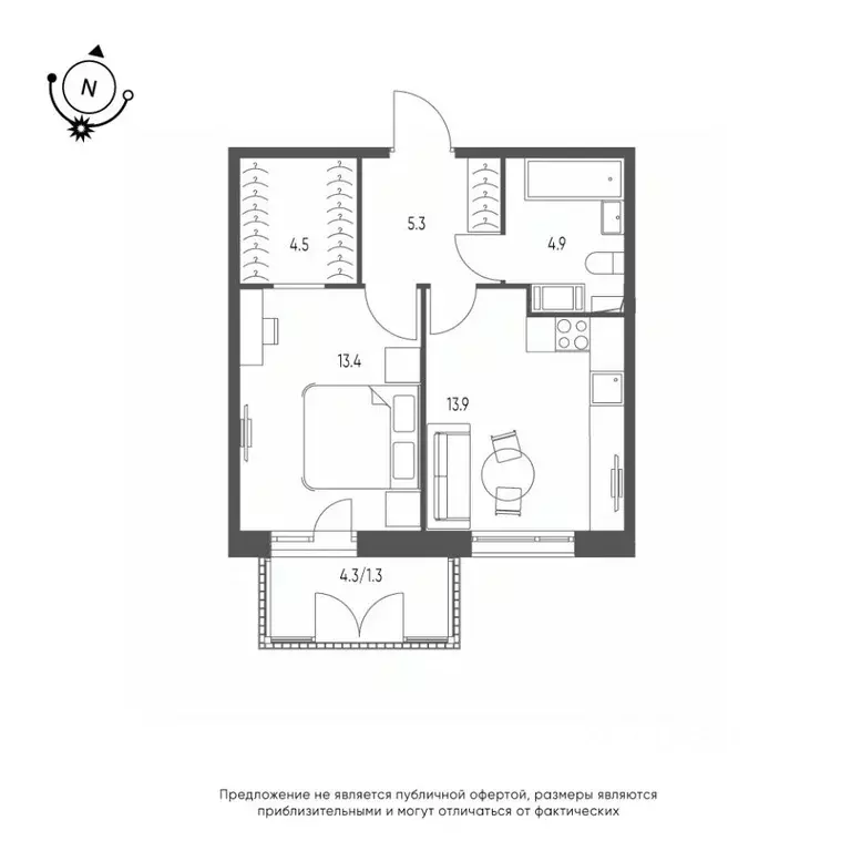1-к кв. Омская область, Омск Зеленая река мкр, 14 (43.3 м) - Фото 0