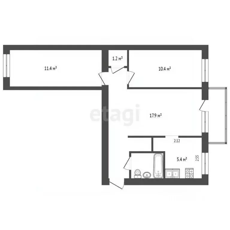 3-к кв. Архангельская область, Котлас ул. Ленина, 86 (55.6 м) - Фото 2