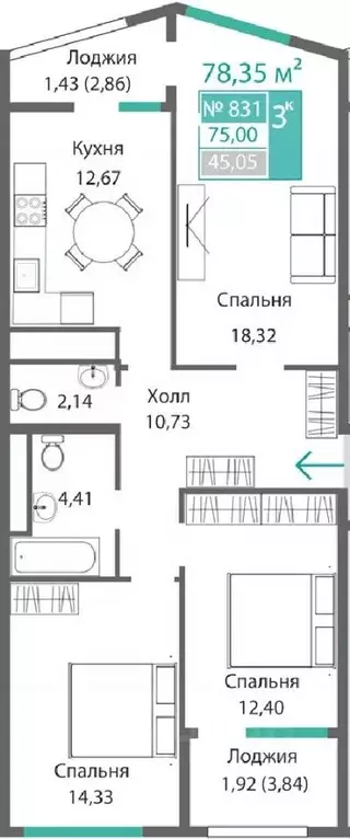 3-к кв. Крым, Симферополь Крымская роза мкр, Подсолнух жилой комплекс ... - Фото 1