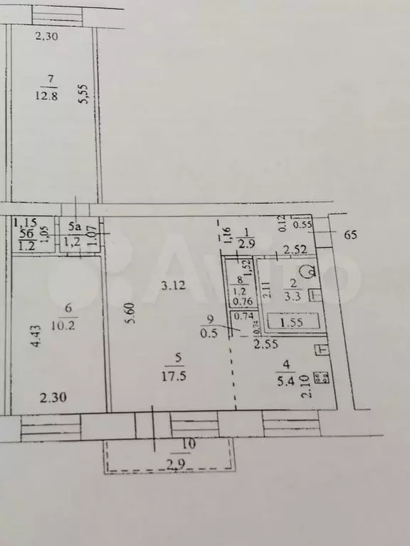 3-к. квартира, 55,6 м, 2/5 эт. - Фото 0