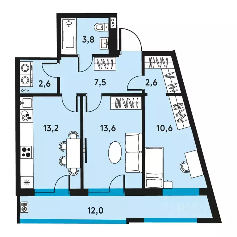 2-к кв. Пермский край, Пермь ул. Пушкина, 91 (59.9 м) - Фото 0