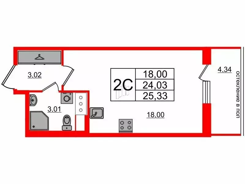 Квартира-студия: Санкт-Петербург, Кубинская улица, 78Е (24.03 м) - Фото 0