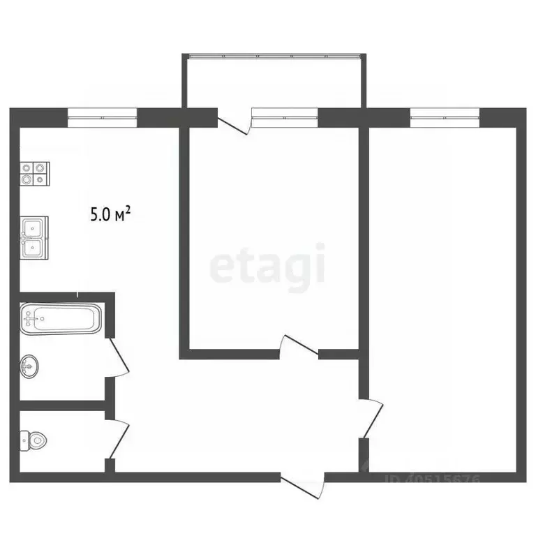 2-к кв. Татарстан, Лениногорск просп. Шашина, 60 (45.4 м) - Фото 2
