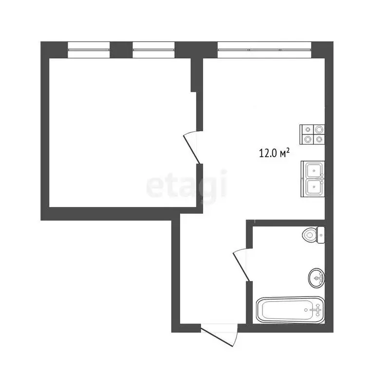 1-комнатная квартира: Тюмень, улица Новосёлов, 96 (35.5 м) - Фото 1