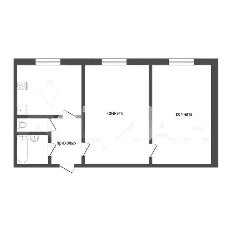 2-к кв. Ханты-Мансийский АО, Сургут ул. Пушкина, 24 (46.0 м) - Фото 1