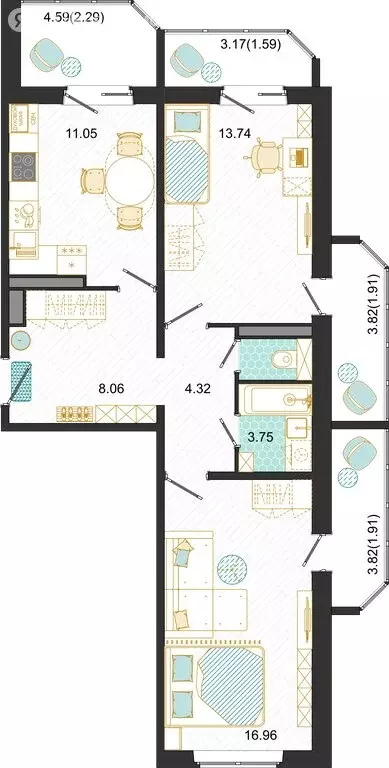 2-комнатная квартира: Домодедово, микрорайон Востряково, Лёдовская ... - Фото 1