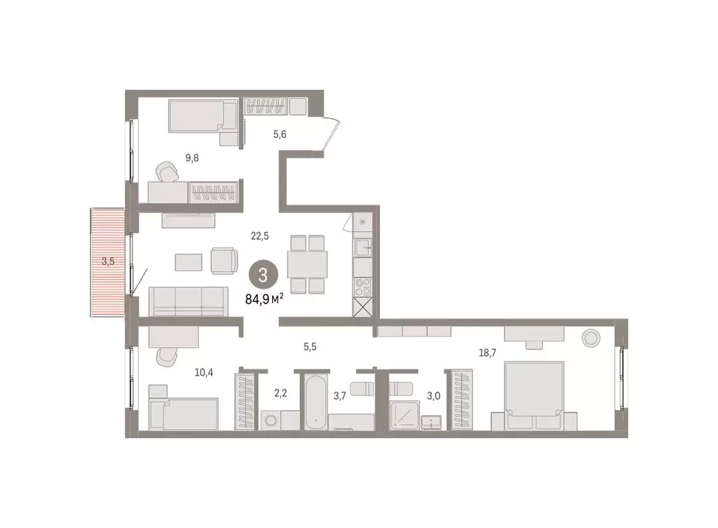 3-комнатная квартира: Екатеринбург, жилой район Юго-Западный, жилой ... - Фото 2