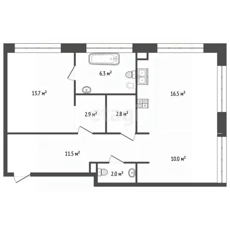 2-к кв. Москва Шелепихинская наб., 38к8 (68.1 м) - Фото 2