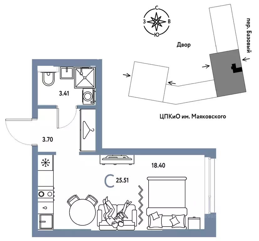Студия Свердловская область, Екатеринбург пер. Базовый, 10 (25.51 м) - Фото 1