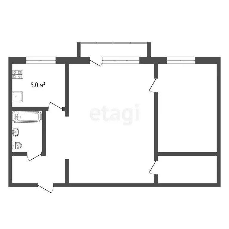2-комнатная квартира: Пласт, Октябрьская улица, 65 (43.2 м) - Фото 0