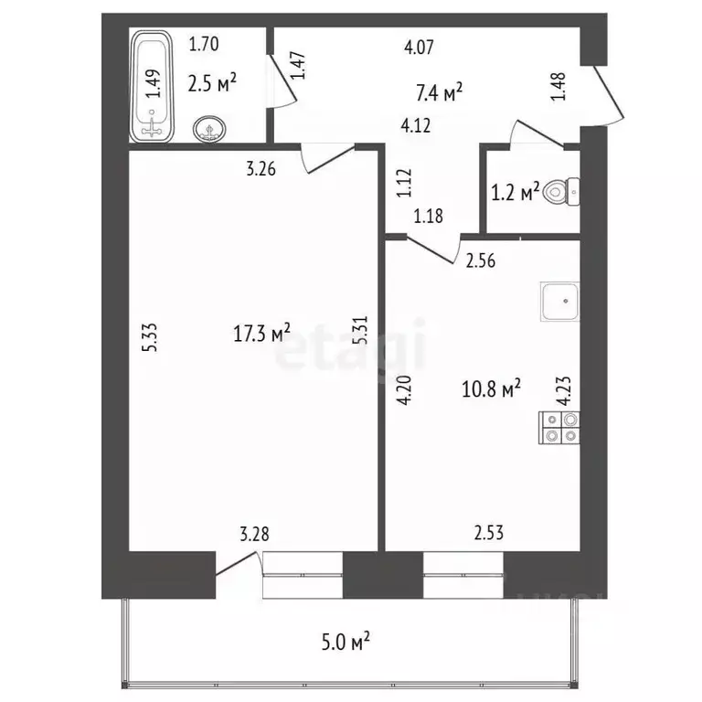 1-к кв. Крым, Феодосия ул. Гарнаева, 63К (44.2 м) - Фото 2