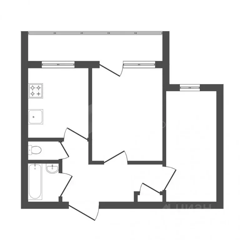 2-к кв. Тюменская область, Тюмень ул. Седова, 55 (46.7 м) - Фото 1