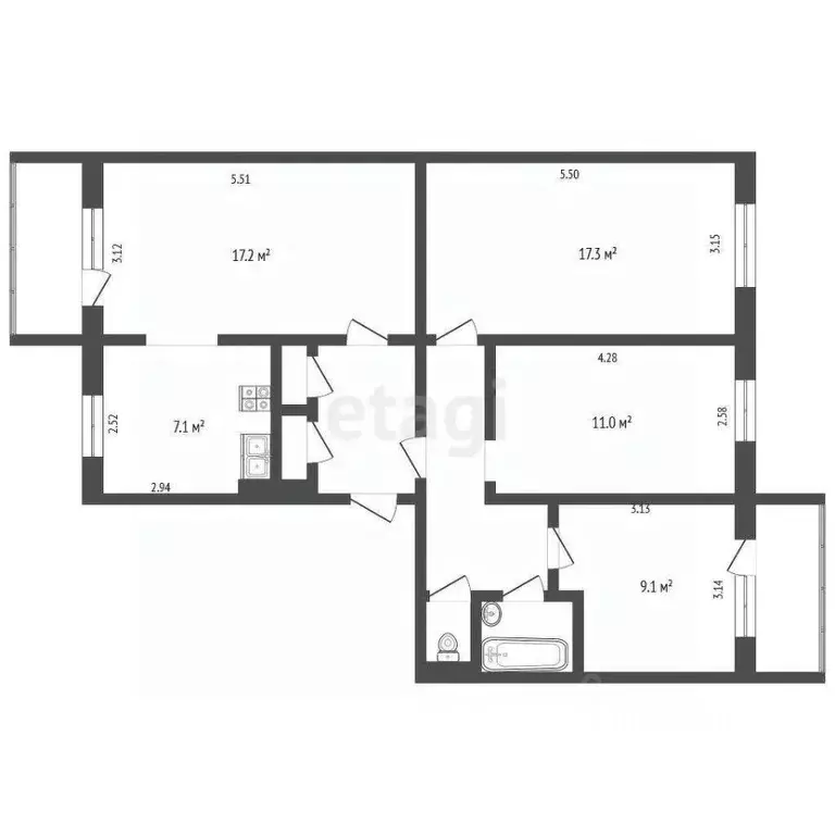 4-к кв. Ямало-Ненецкий АО, Ноябрьск Советская ул., 44 (77.7 м) - Фото 2