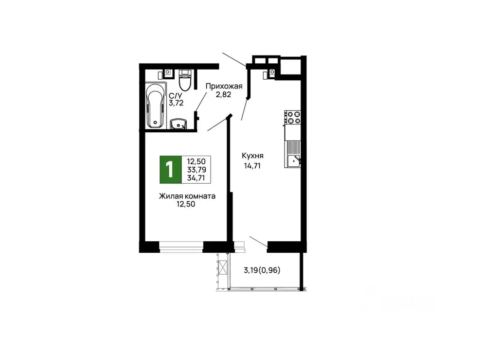 1-к кв. Адыгея, Майкоп 9 Мая ул., 14А (34.71 м) - Фото 1