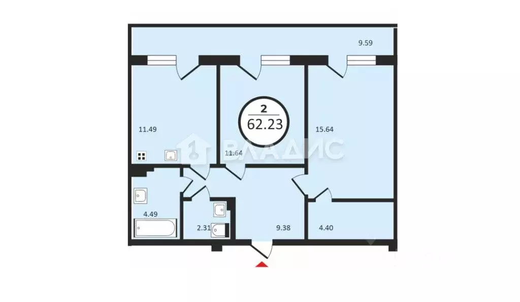 2-к кв. Воронежская область, Воронеж Одесская ул., 24 (62.23 м) - Фото 1