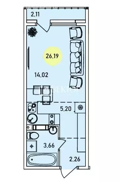 Квартира-студия: Ярославль, район Сокол, жилой комплекс Волга Парк, 4Б ... - Фото 2