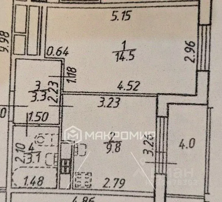 1-к кв. Санкт-Петербург ул. Меридианная, 6к2 (30.7 м) - Фото 2
