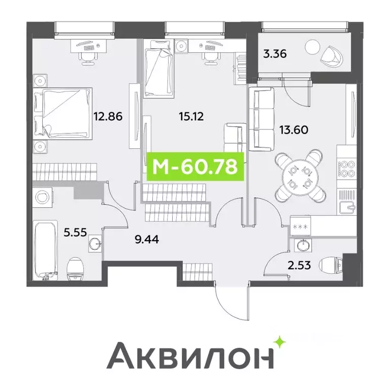 3-к кв. Санкт-Петербург ул. Среднерогатская, 11к2 (60.78 м) - Фото 0